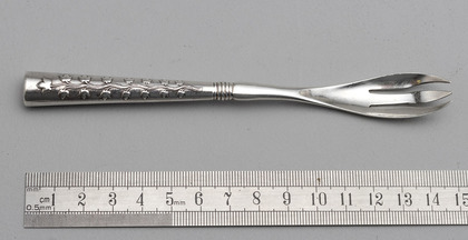 Tiffany Sterling Silver Pickle or Melon Fork - Greek Handle, Rare Pattern